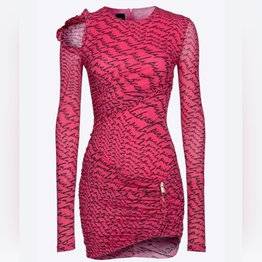 Pinko's mini dress fluid logo pink M Y2K